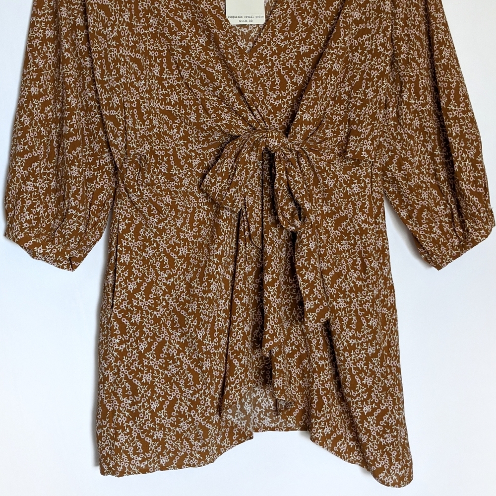 Free People Brown Floral Clara Tunic Top Small NWT - Picture 2 of 8